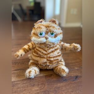 PLUSH Lazy Cute Fat Orange Tabby Cat Brown Stripes Large Green Eyes Grumpy Cat